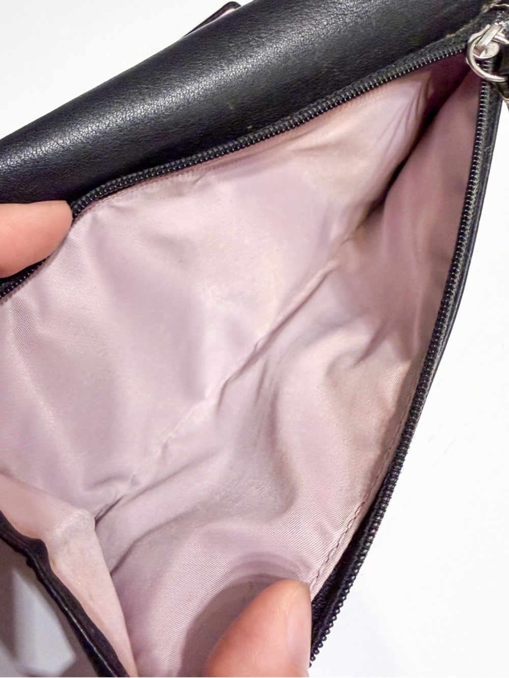 Coach Black Leather Long Wallet Pink Interior Snap Closure Checkbook Style - Picture 7 of 11